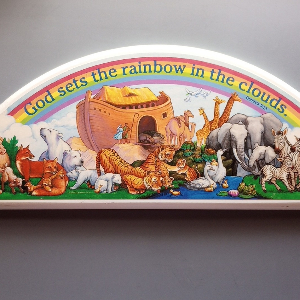 Noah's Ark "God Sets The Rainbow In The Clouds" Wall Decor Walling Hanging